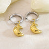 Women's Stainless Steel Geometric Pendant Earrings In Gold And Silver Contrast With Electroplated High End Style