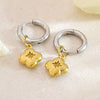 Women's Stainless Steel Geometric Pendant Earrings In Gold And Silver Contrast With Electroplated High End Style