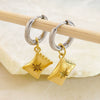 Women's Stainless Steel Geometric Pendant Earrings In Gold And Silver Contrast With Electroplated High End Style