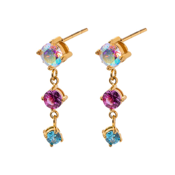 Women's Stainless Steel Geometric Pendant Earrings Jewelry With Electroplating And Zircon