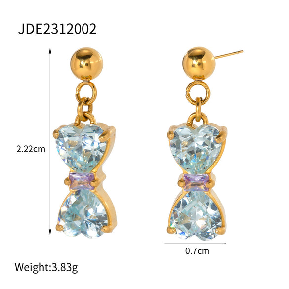 Women's Stainless Steel Geometric Pendant Earrings Jewelry With Electroplating And Zircon