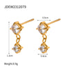 Women's Stainless Steel Geometric Pendant Earrings Jewelry With Electroplating And Zircon