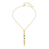 Women's Stainless Steel Geometric Pendant Necklace With Irregular Rhinestone Tassels Plated Finish And Lobster Clasp