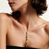 Women's Stainless Steel Geometric Pendant Necklace With Irregular Rhinestone Tassels Plated Finish And Lobster Clasp