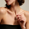 Women's Stainless Steel Geometric Pendant Necklace With Irregular Rhinestone Tassels Plated Finish And Lobster Clasp