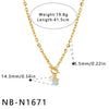 Women's Stainless Steel Geometric Pendant Necklace With Rhinestone And Pearl Accents 18K Vacuum Plated Regular Chain