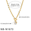 Women's Stainless Steel Geometric Pendant Necklace With Rhinestone And Pearl Accents 18K Vacuum Plated Regular Chain
