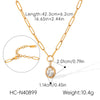 Women's Stainless Steel Geometric Pendant Necklace With Zircon Pvd Real Gold Plated Non Fading Stackable Metal Chain Jewelry
