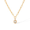 Women's Stainless Steel Geometric Pendant Necklace With Zircon Pvd Real Gold Plated Non Fading Stackable Metal Chain Jewelry