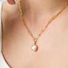 Women's Stainless Steel Geometric Pendant Necklace With Zircon Pvd Real Gold Plated Non Fading Stackable Metal Chain Jewelry