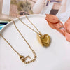 Women's Stainless Steel Geometric Photo Album Pendant O Word Chain Necklace With Electroplating