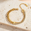 Women's Stainless Steel Geometric Rhinestone Multi Chain Stackable Bracelet With 18K Vacuum Plating