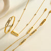 Women's Stainless Steel Geometric Rhinestone Necklace Bracelet And Bangle Set With 18K Vacuum Plated Finish