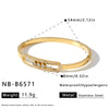 Women's Stainless Steel Geometric Rhinestone Necklace Bracelet And Bangle Set With 18K Vacuum Plated Finish