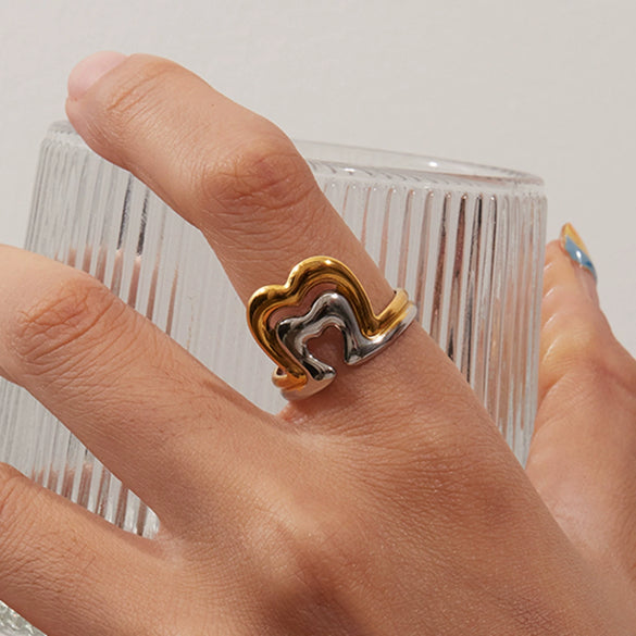 Women's Stainless Steel Geometric Ring Electroplated Highend Hand Jewelry