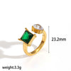 Women's Stainless Steel Geometric Ring With Diamond Encrusted And Electroplated