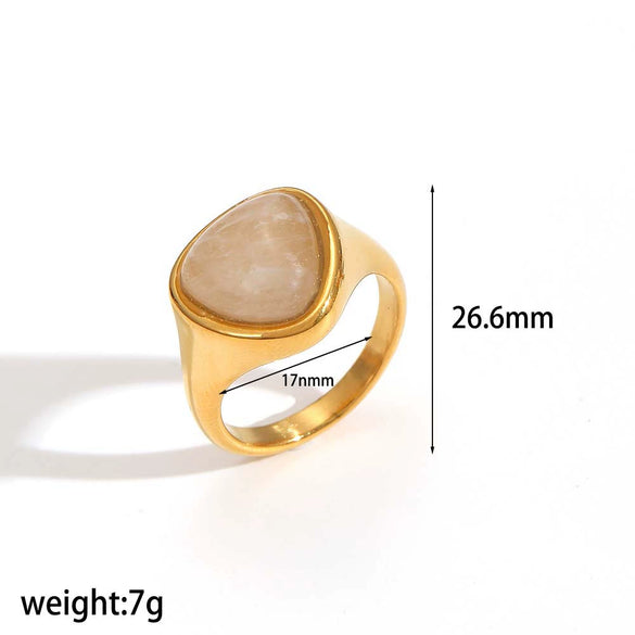 Women's Stainless Steel Geometric Ring With Diamond Encrusted And Electroplated