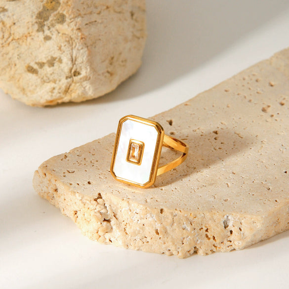 Women's Stainless Steel Geometric Ring With Electroplating