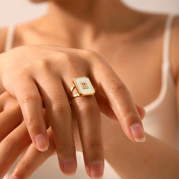 Women's Stainless Steel Geometric Ring With Electroplating