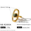 Women's Stainless Steel Geometric Ring With Natural Stone Accent Minimalist Style Electroplated Finish Adjustable Open Band
