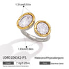 Women's Stainless Steel Geometric Ring With Ribbed Edge Hypoallergenic Pvd Vacuum Gold Plated High End Jewelry Accessory