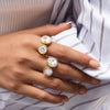 Women's Stainless Steel Geometric Ring With Ribbed Edge Hypoallergenic Pvd Vacuum Gold Plated High End Jewelry Accessory