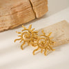 Women's Stainless Steel Geometric Rotating Thread Sun Hollow Earrings With Electroplating