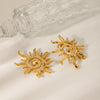 Women's Stainless Steel Geometric Rotating Thread Sun Hollow Earrings With Electroplating