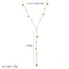 Women's Stainless Steel Geometric Round Bead Tassel Necklace With Encrusted Zircon And Ball Chain 18K Gold Plated