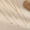 Women's Stainless Steel Geometric Round Bead Tassel Necklace With Encrusted Zircon And Ball Chain 18K Gold Plated