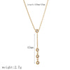 Women's Stainless Steel Geometric Round Bead Tassel Necklace With Encrusted Zircon And Ball Chain 18K Gold Plated
