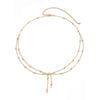 Women's Stainless Steel Geometric Round Bead Waist Chain Adjustable Double Layer Fine Chain Tassel Body Jewelry With Electroplated Finish