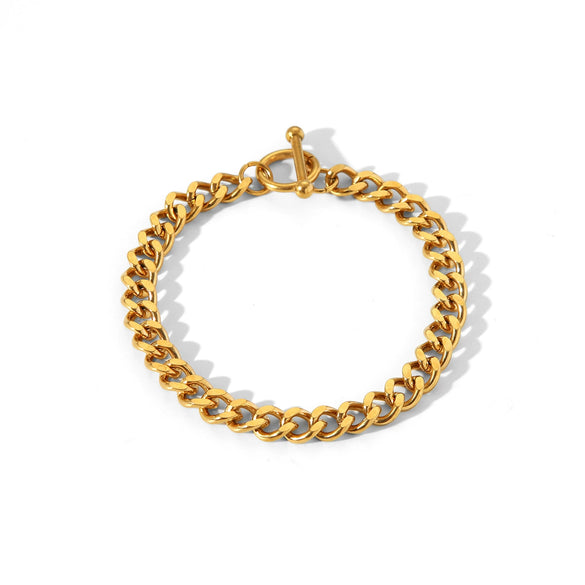 Women's Stainless Steel Geometric Round Grinding Cuban Bracelet With Electroplating