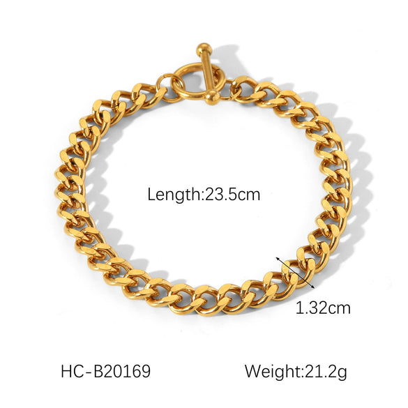Women's Stainless Steel Geometric Round Grinding Cuban Bracelet With Electroplating