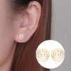 Women's Stainless Steel Geometric Round Hollow Fivepointed Star Earrings With Electroplated Finish