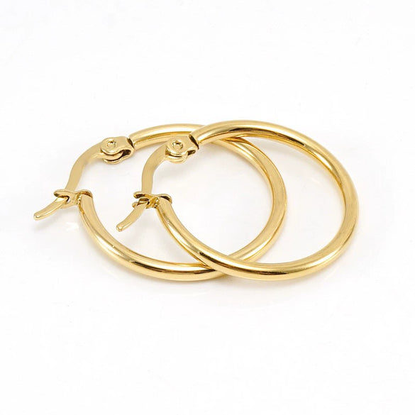 Women's Stainless Steel Geometric Round Hoop Earrings Electroplated