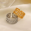 Women's Stainless Steel Geometric Round Opening Adjustment Electroplated Ring