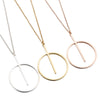 Women's Stainless Steel Geometric Round Pendant Necklace With Electroplated Finish And Ochain Design