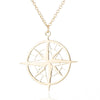 Women's Stainless Steel Geometric Round Pendant Necklace With Oshaped Chain And Electroplated Compass Design