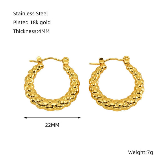 Women's 316L Stainless Steel Geometric Round Twist Electroplated Earrings