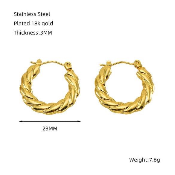 Women's 316L Stainless Steel Geometric Round Twist Electroplated Earrings