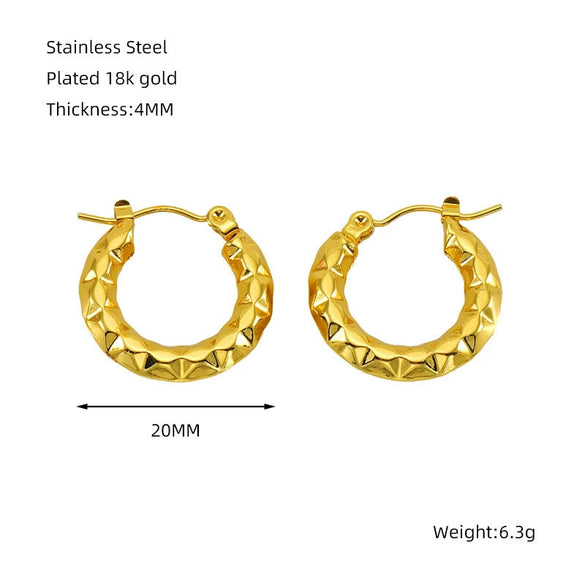 Women's 316L Stainless Steel Geometric Round Twist Electroplated Earrings