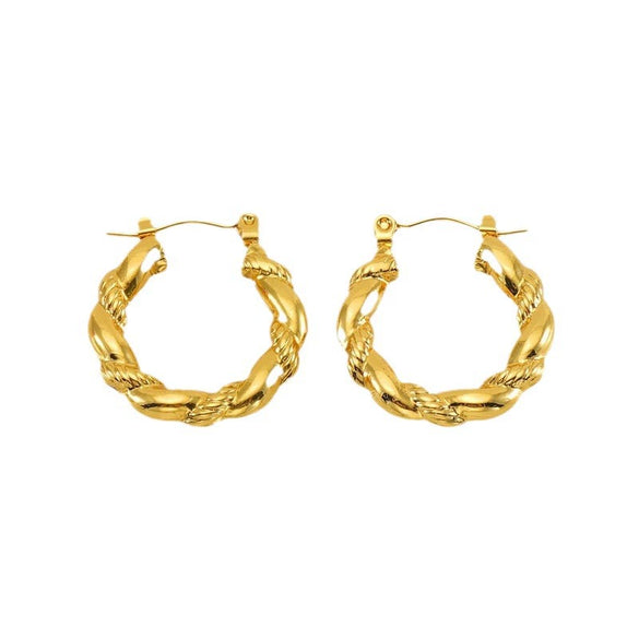 Women's 316L Stainless Steel Geometric Round Twist Electroplated Earrings