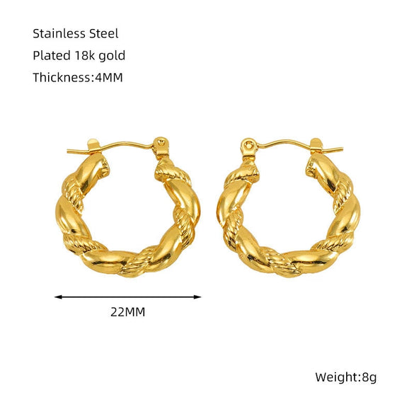 Women's 316L Stainless Steel Geometric Round Twist Electroplated Earrings