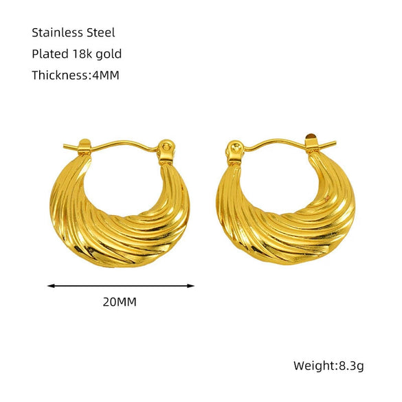 Women's 316L Stainless Steel Geometric Round Twist Electroplated Earrings
