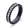 Women's Stainless Steel Geometric Single Row Diamond Ring Stylish Versatile Couple Jewelry