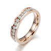 Women's Stainless Steel Geometric Single Row Diamond Ring Stylish Versatile Couple Jewelry