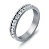 Women's Stainless Steel Geometric Single Row Diamond Ring Stylish Versatile Couple Jewelry