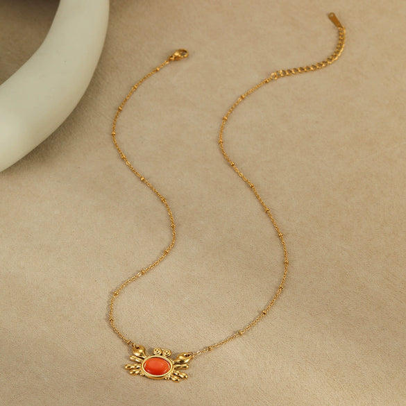 Women's Stainless Steel Geometric Small Crab Pendant Necklace With Electroplating Fashion Style