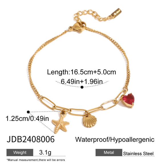 Women's Stainless Steel Geometric Small Fish Pearl Natural Stone Electroplated Personality Bracelet Jewelry